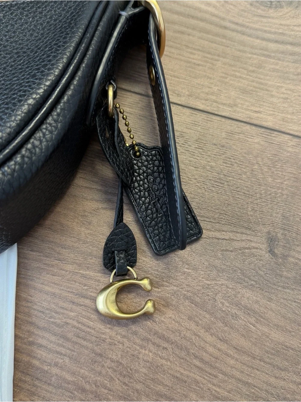 Coach Luna Black Pebbled Leather Shoulder Bag with Gold Hardware - Picture 3 of 12